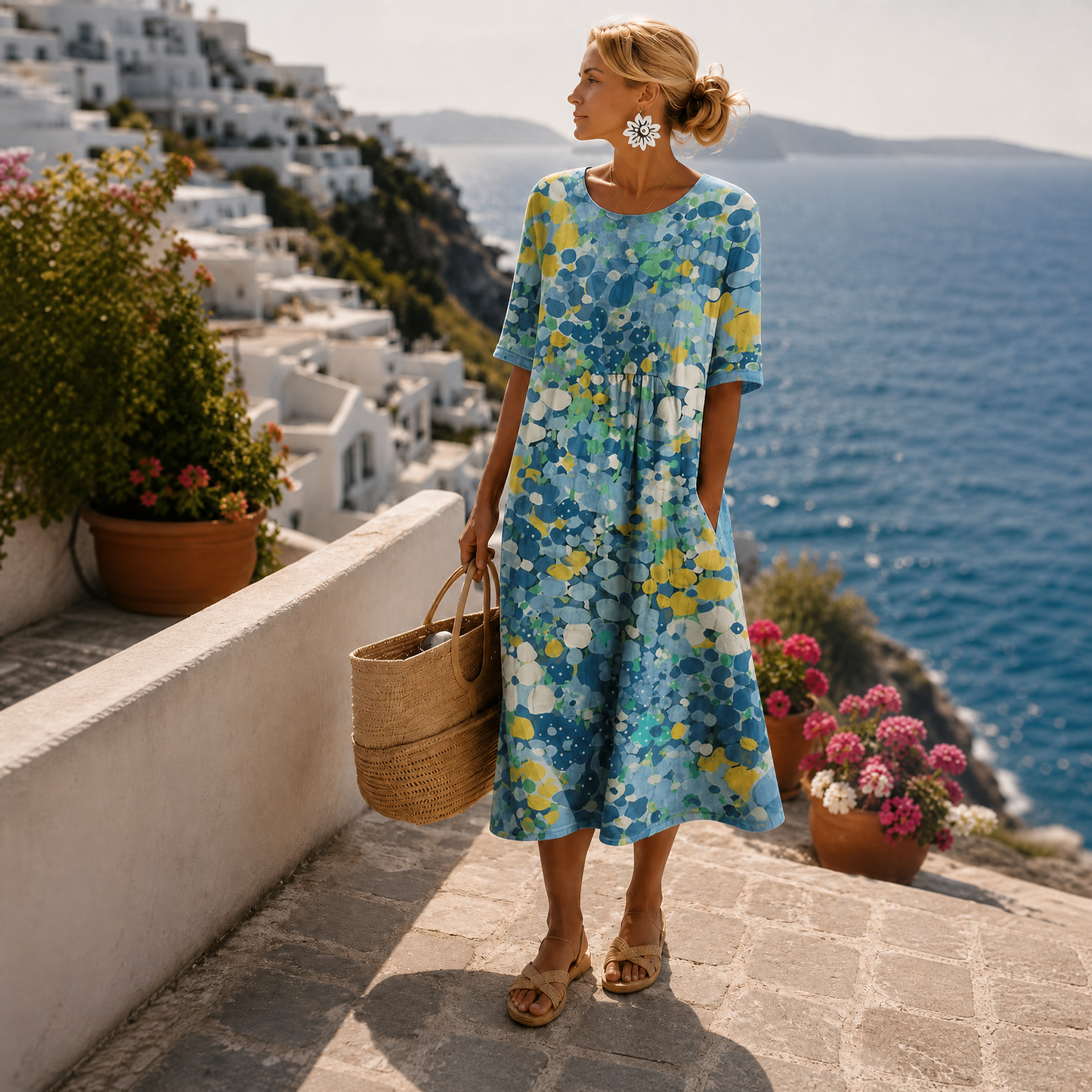 Filipa - Vestido de Verano Midi con Patrón Floral
