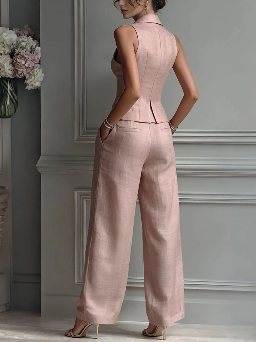 Lorena| Traje de dos piezas con cuello en V para mujer