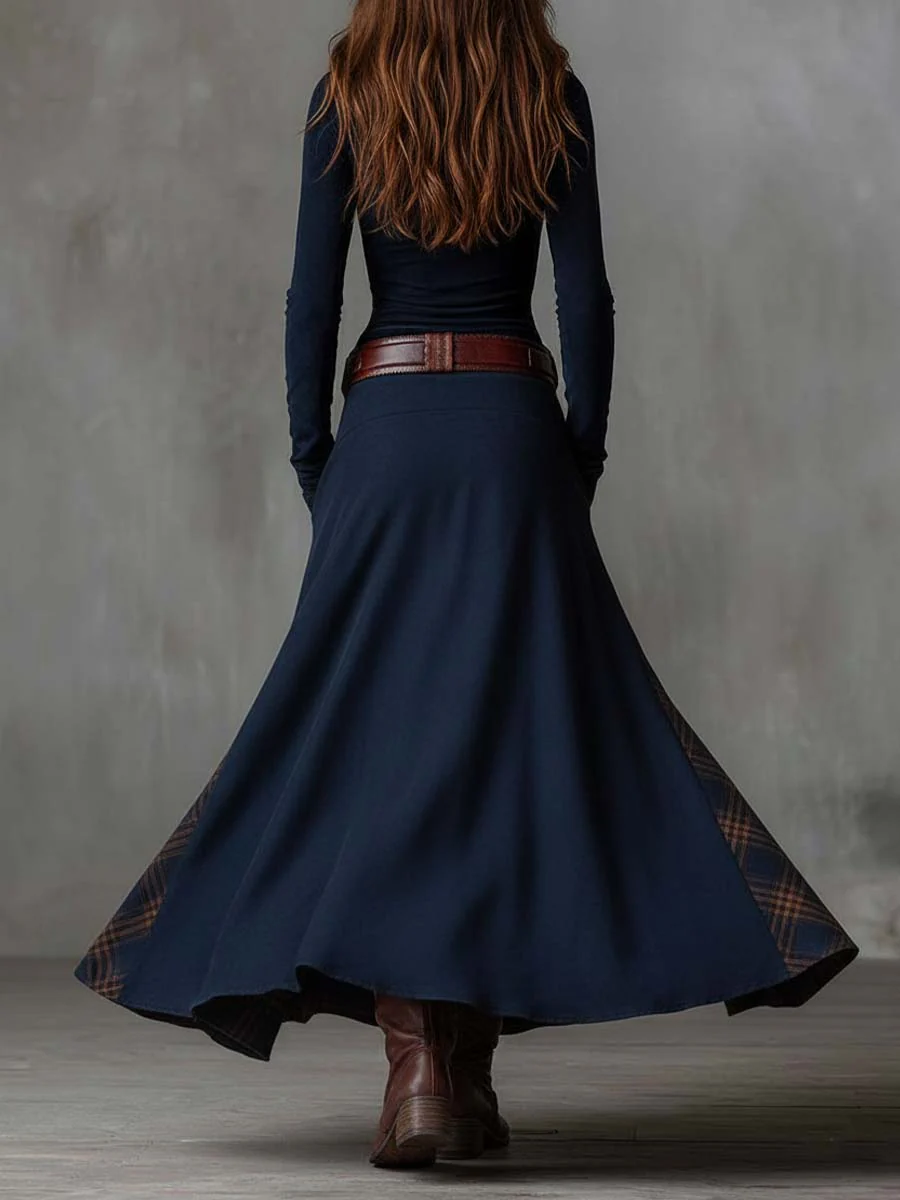 Elisa - Vestido maxi de ante con cinturón