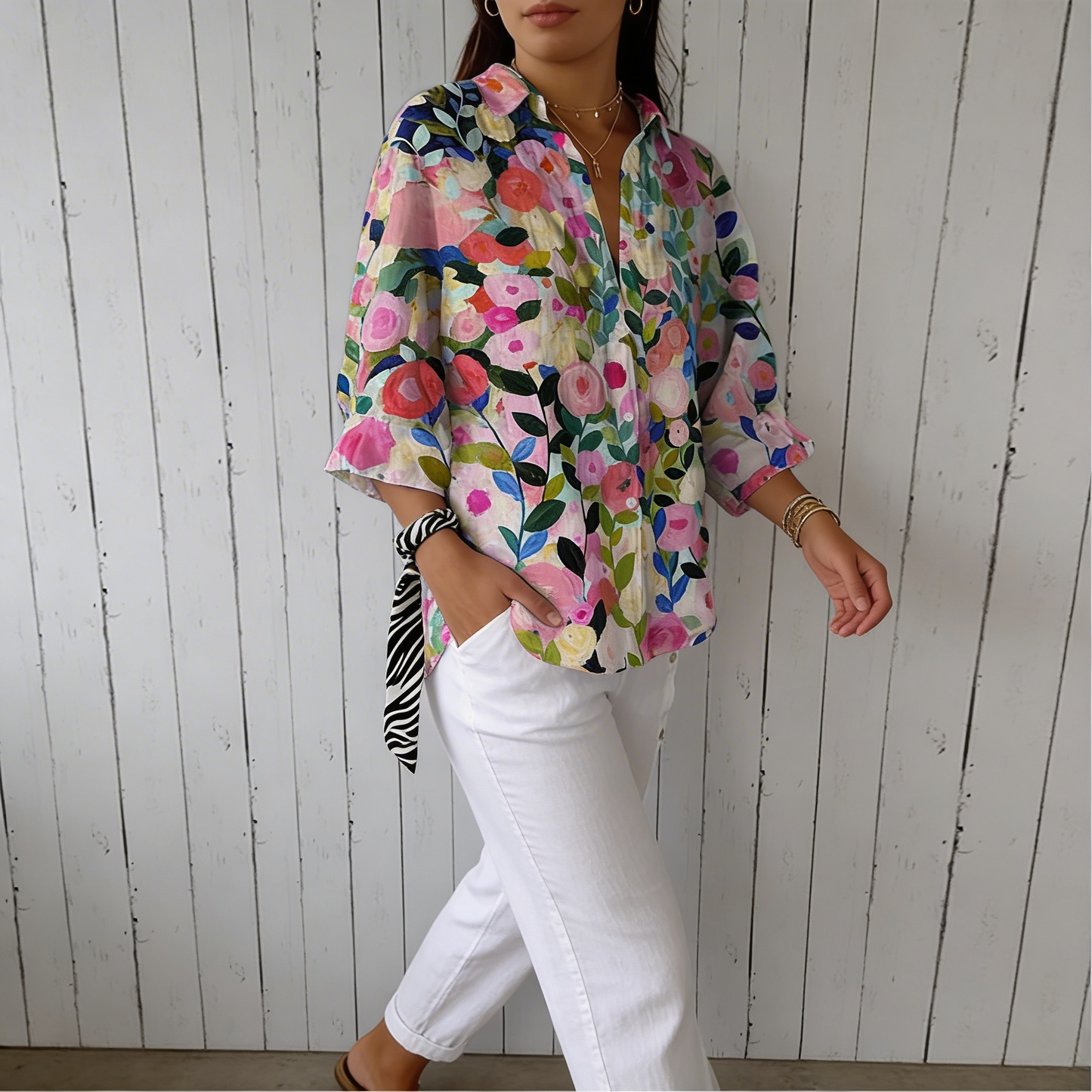 Frida | Blusa de flores multicolor