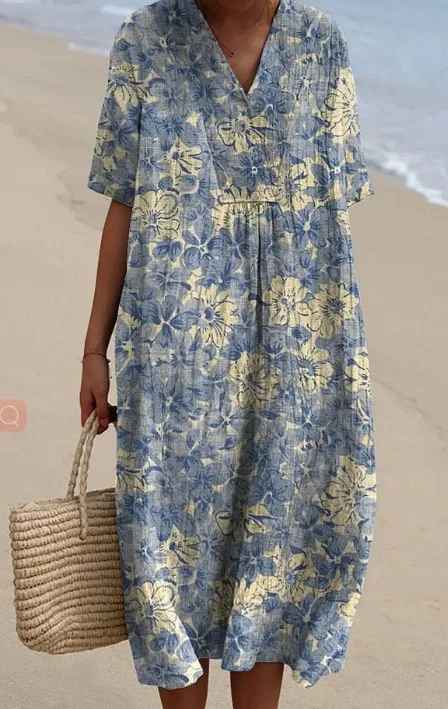 Margaret - Vestido de Verano Fluido con Estampado Floral Vibrante
