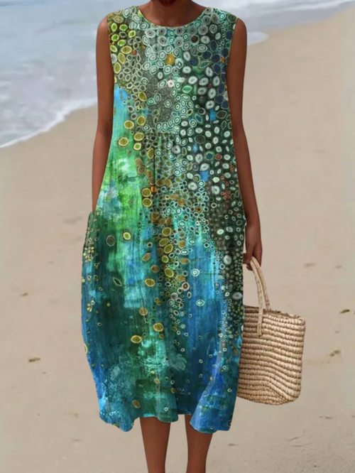 Megan | Vestido Maxi Suelto de Verano con Estampado Vintage