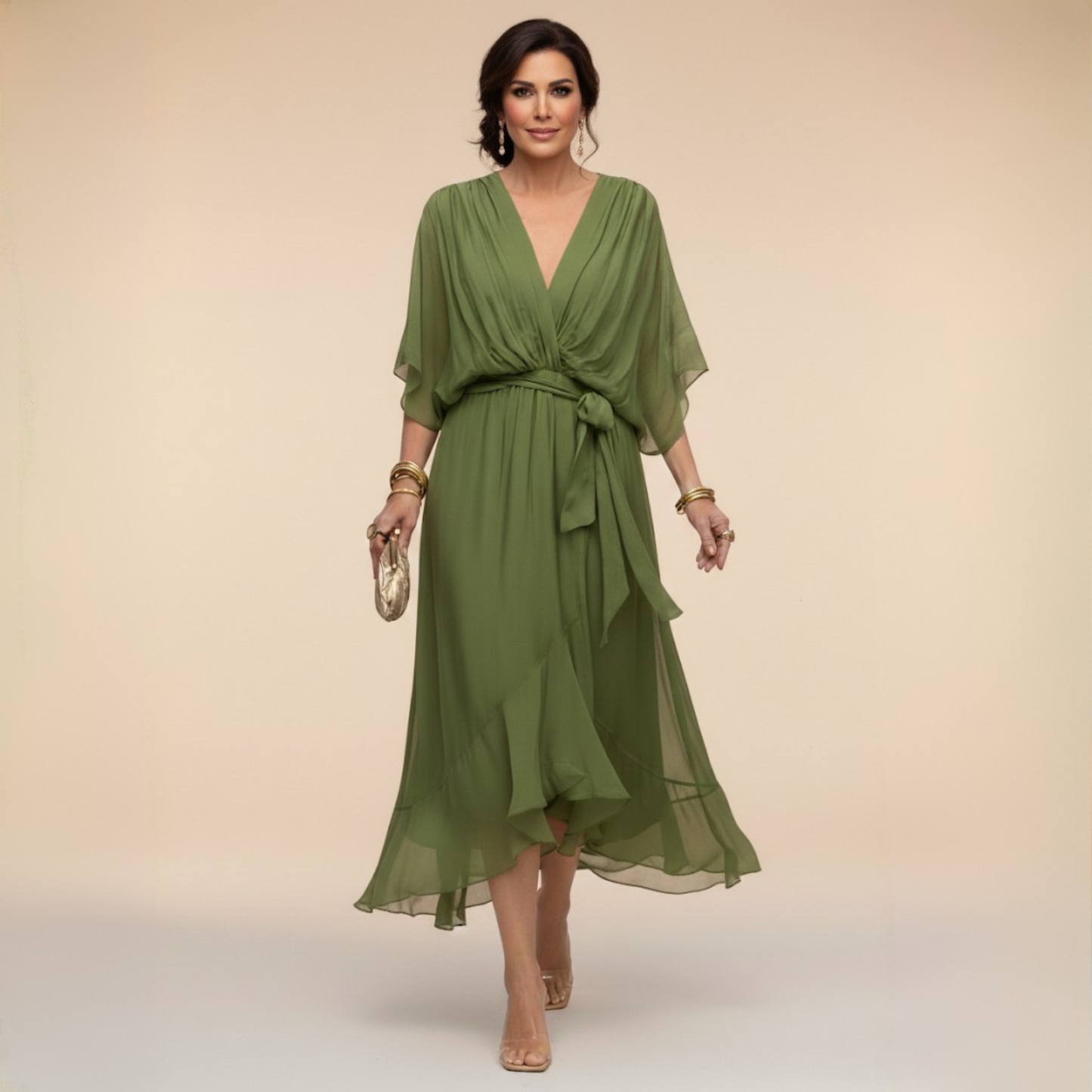 Sfumato | Vestido de Chifón con Escote en V