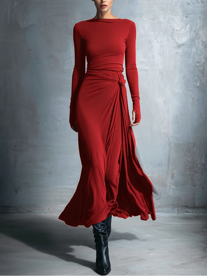 Naiara - Vestido maxi con nudo lateral