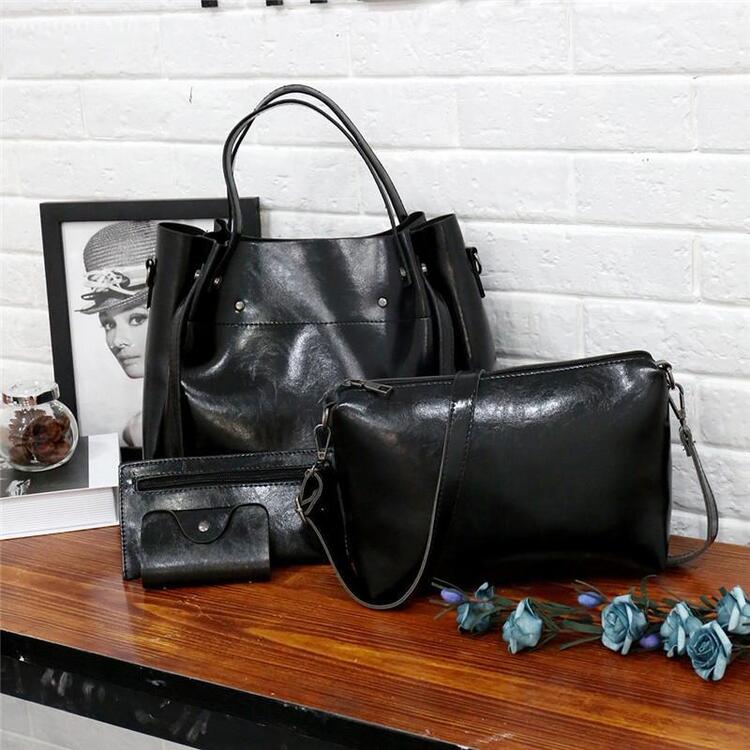 Riley - Conjunto de 4 bolsos vintage de cuero suave