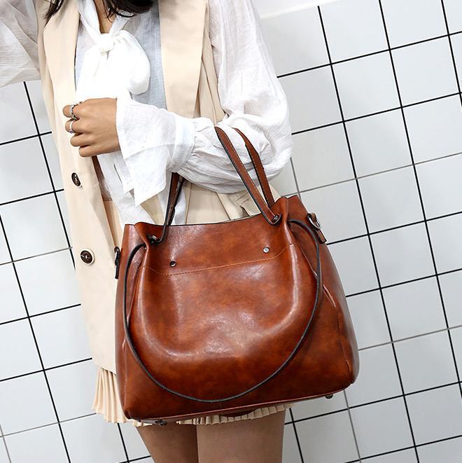 Riley - Conjunto de 4 bolsos vintage de cuero suave