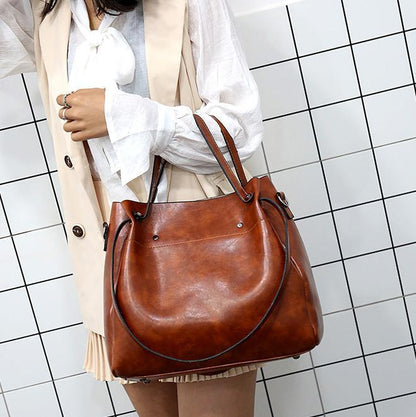 Riley - Conjunto de 4 bolsos vintage de cuero suave