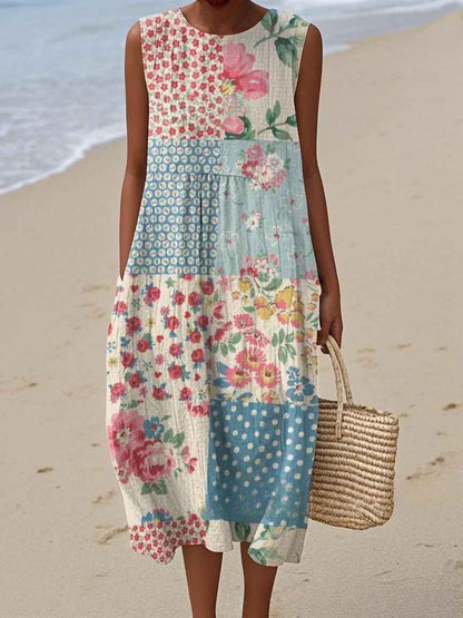Megan | Vestido Maxi Suelto de Verano con Estampado Vintage
