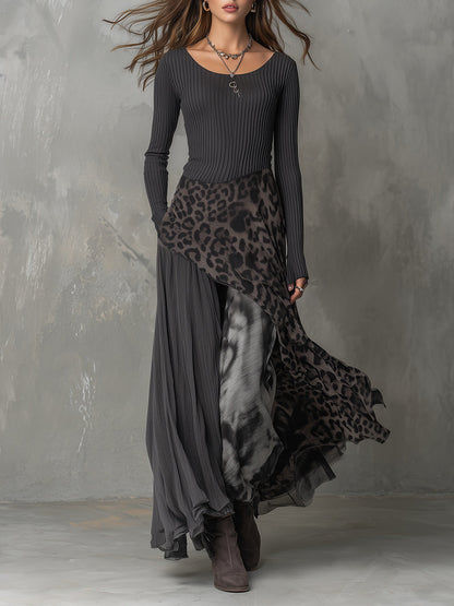Martina | Vestido largo estilo bohemio con estampado de leopardo • S1