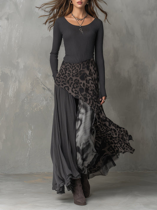 Martina | Vestido largo estilo bohemio con estampado de leopardo • S1