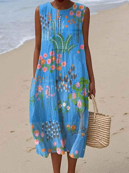 Megan | Vestido Maxi Suelto de Verano con Estampado Vintage