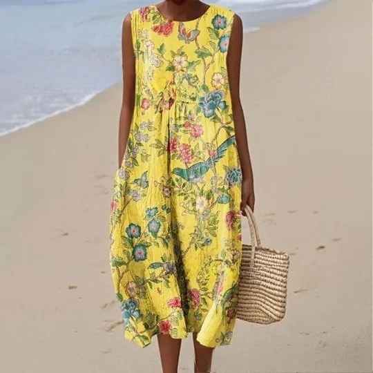 Megan | Vestido Maxi Suelto de Verano con Estampado Vintage