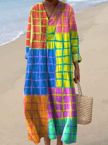 Vestido de Estampado Geométrico Retro para Mujeres