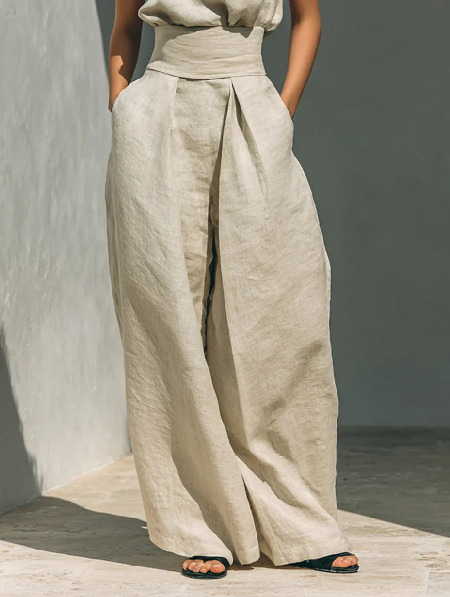 Maria – Conjunto minimalista de lino sin mangas