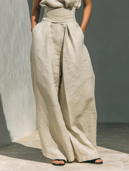 Maria – Conjunto minimalista de lino sin mangas