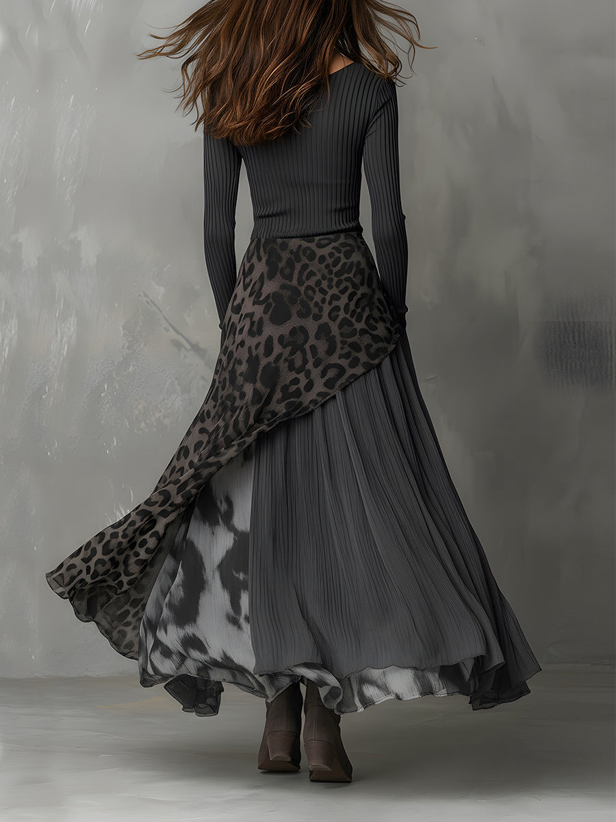 Martina | Vestido largo estilo bohemio con estampado de leopardo • S1