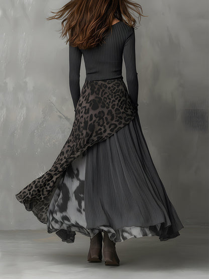 Martina | Vestido largo estilo bohemio con estampado de leopardo • S1