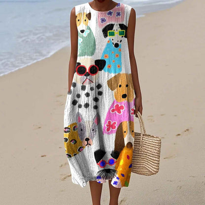 Megan | Vestido Maxi Suelto de Verano con Estampado Vintage