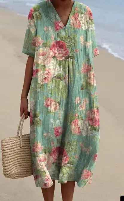 Margaret - Vestido de Verano Fluido con Estampado Floral Vibrante
