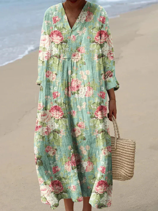 Anne | Vestido Maxi Verano Floral Elegante de Corte Suelto
