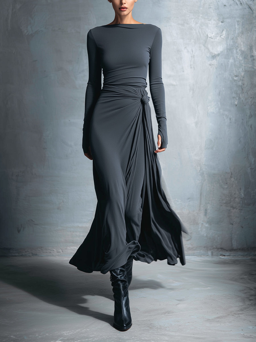 Naiara - Vestido maxi con nudo lateral