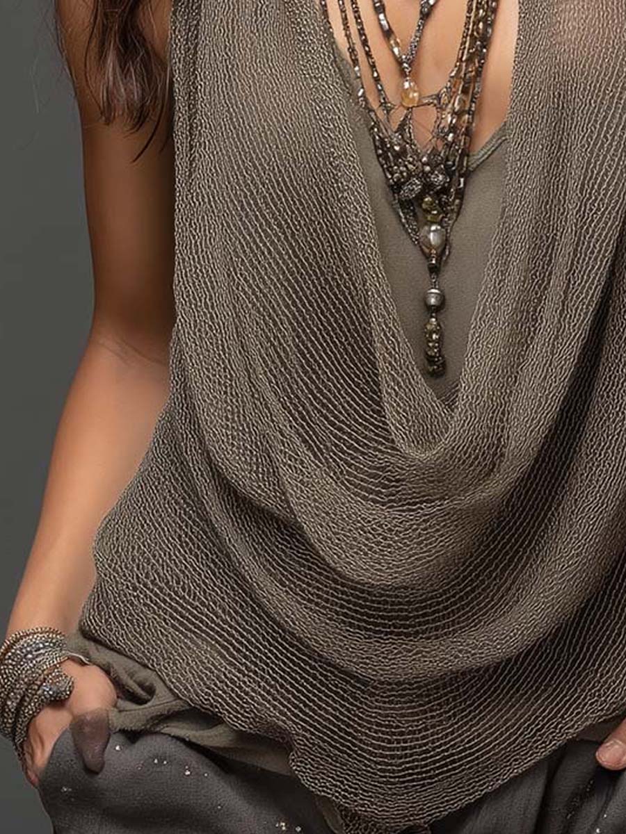 Lucía | Top halter de punto con malla ligera