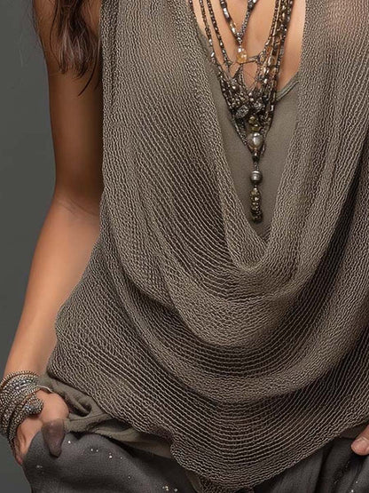 Lucía | Top halter de punto con malla ligera