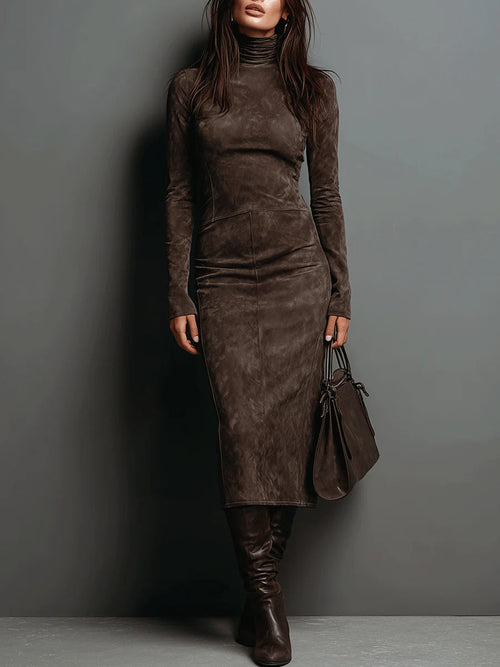 Lorena - Vestido midi largo marrón
