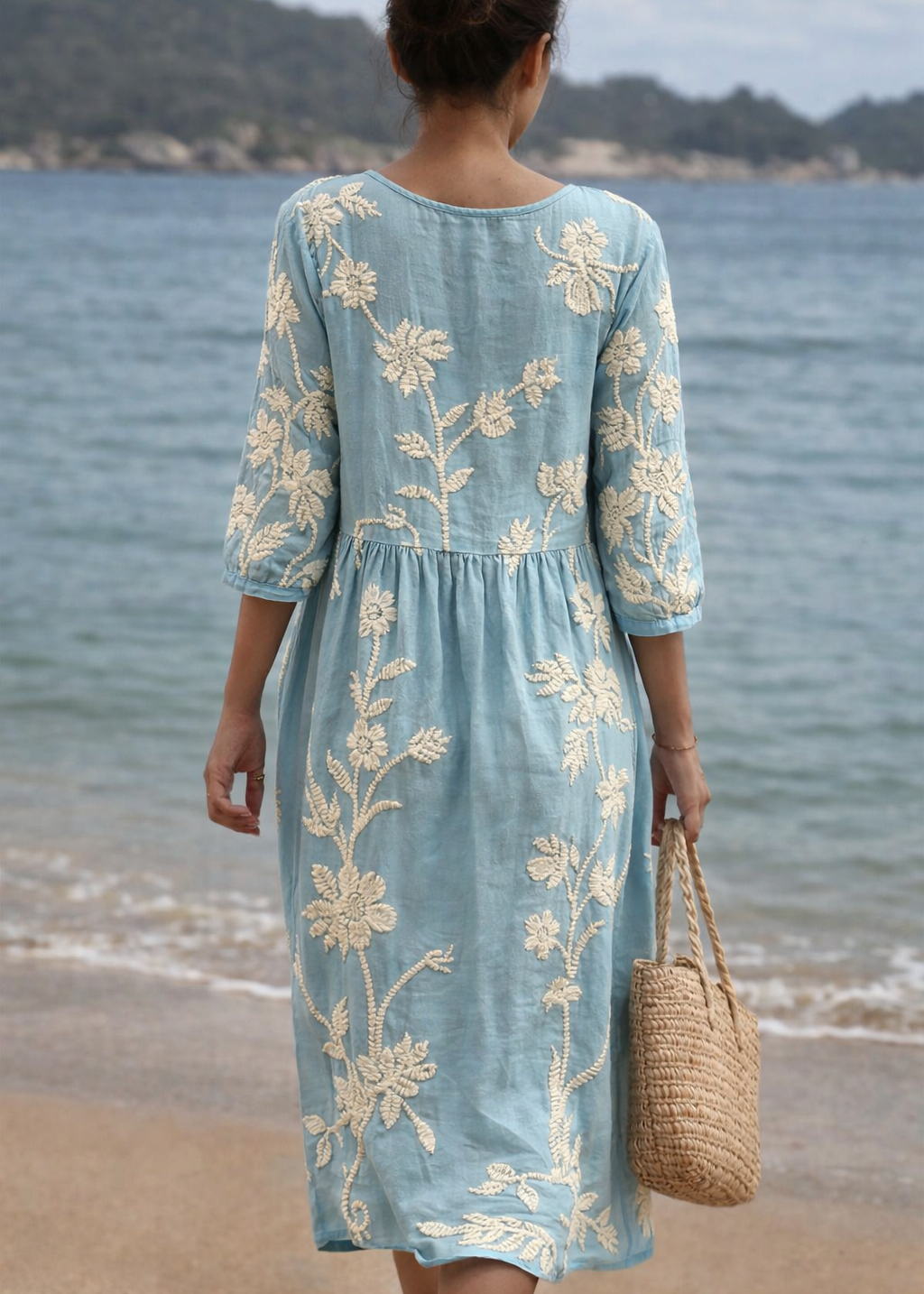 Azzurra | Vestido Vintage Bordado