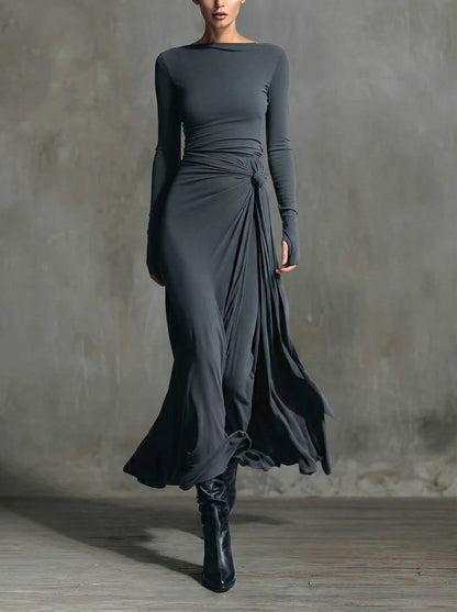 Naiara - Vestido maxi con nudo lateral