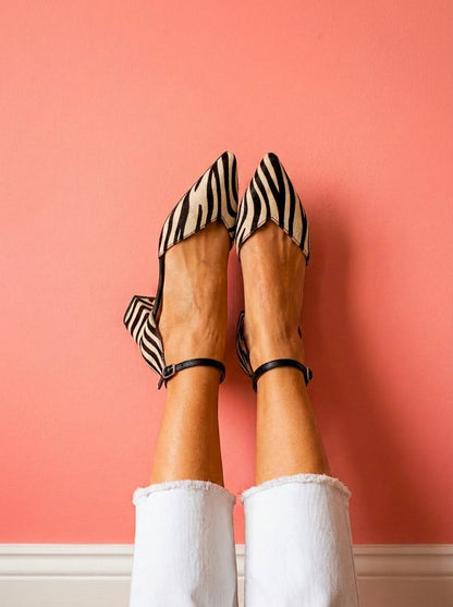 Keren™ | Tacones de Punta con Estampado de Cebra