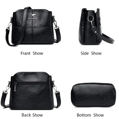 Elegante bolso tote y bandolera de piel bordada para mujer