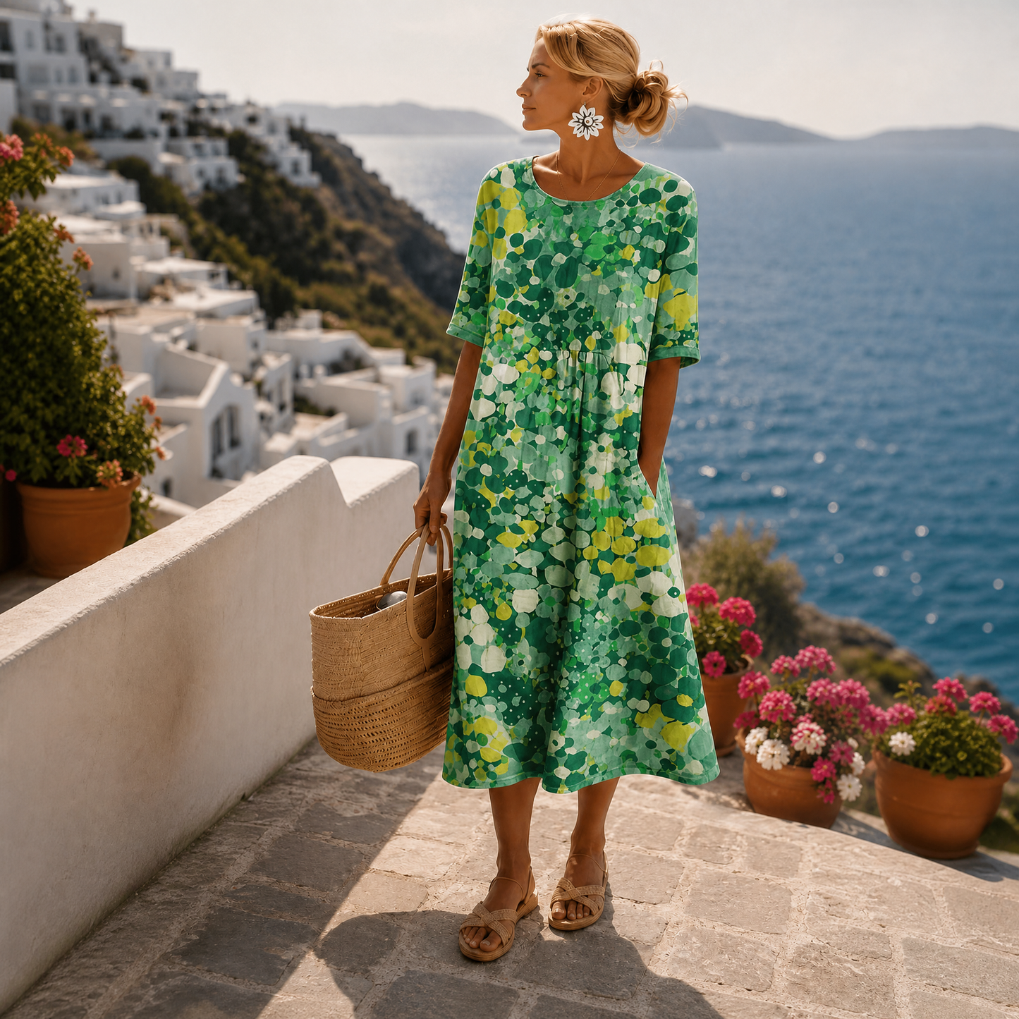 Filipa - Vestido de Verano Midi con Patrón Floral