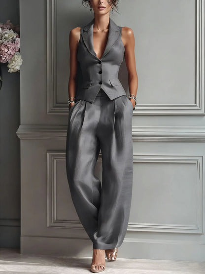Lorena| Traje de dos piezas con cuello en V para mujer