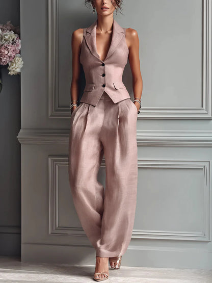 Lorena| Traje de dos piezas con cuello en V para mujer