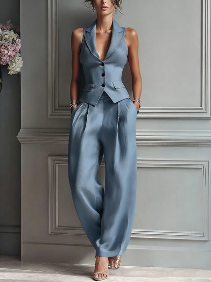 Lorena| Traje de dos piezas con cuello en V para mujer