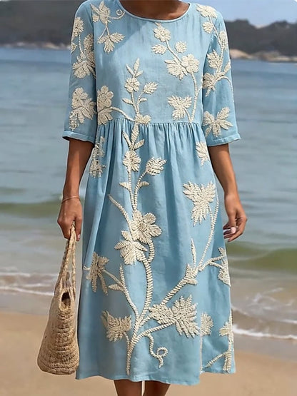 Azzurra | Vestido Vintage Bordado