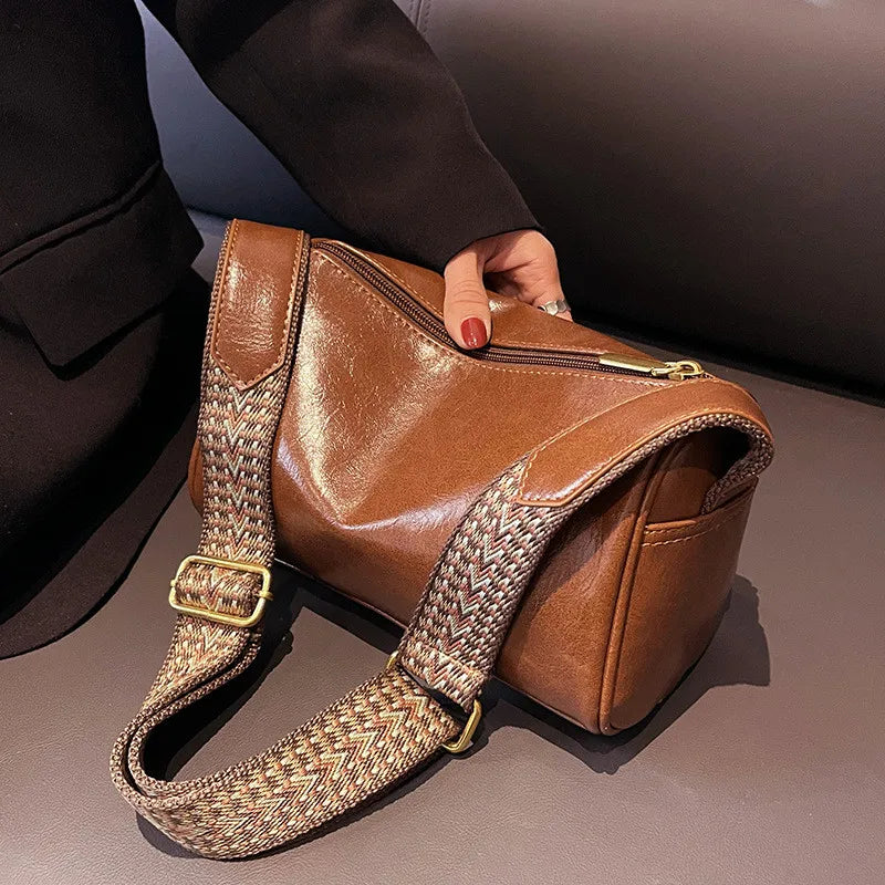 Elegante bolso Boston vintage de piel sintética: bandolera de moda