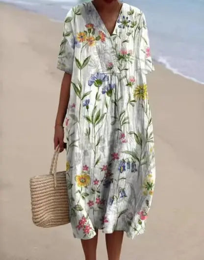 Vestido Maxi Casual Floral Vintage para Mujeres
