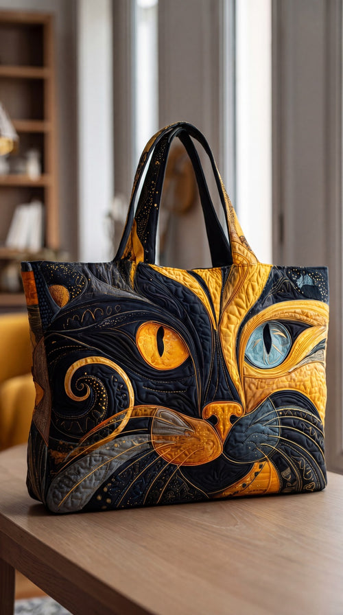 Bolso de mano con diseño de gato místico