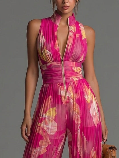 Mono Zsófia | Chifón Plisado Floral Fucsia • S1