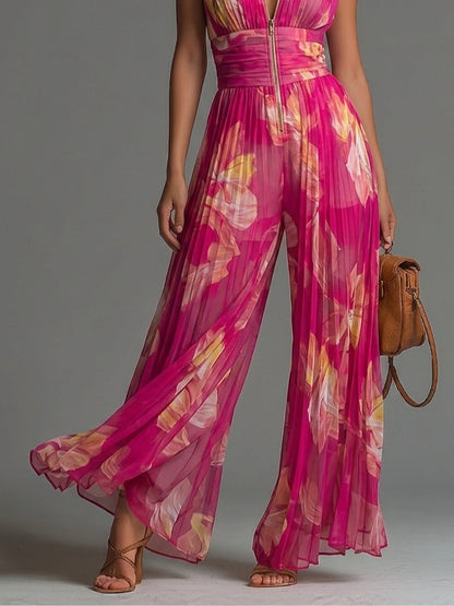 Mono Zsófia | Chifón Plisado Floral Fucsia • S1