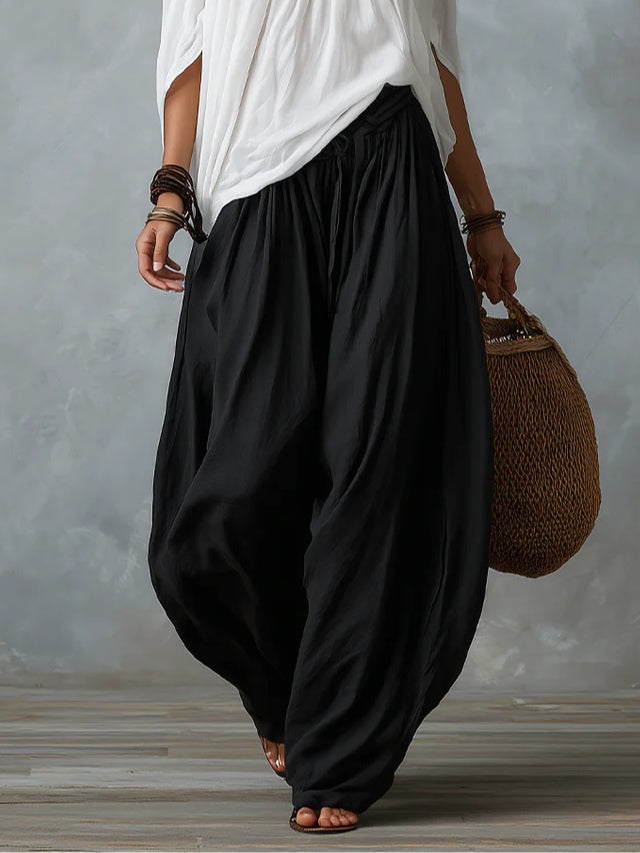 Top Blanco Off-the-shoulder Y Conjunto De Pantalones Lantern Holgados
