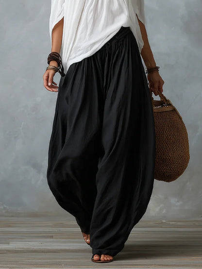 Top Blanco Off-the-shoulder Y Conjunto De Pantalones Lantern Holgados