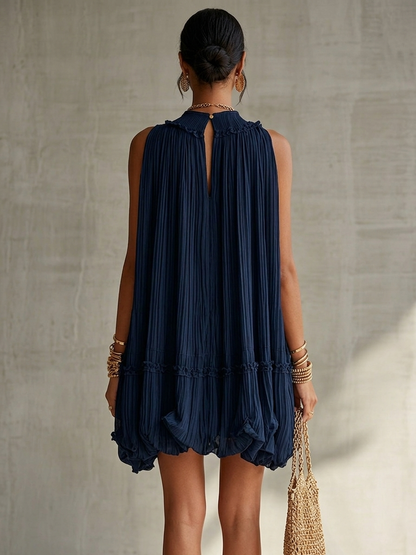 Camilla | Mini vestido de chiffon con cuello halter y falda globo