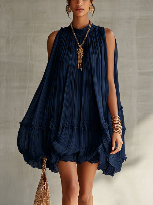Camilla | Mini vestido de chiffon con cuello halter y falda globo