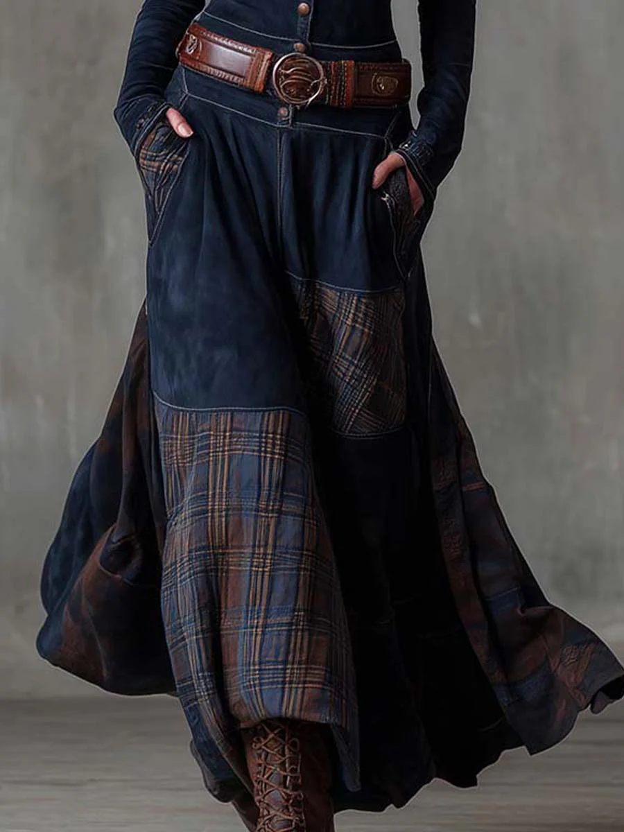 Elisa - Vestido maxi de ante con cinturón