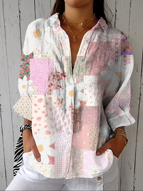 Fanny | Blusa de margaritas con patchwork