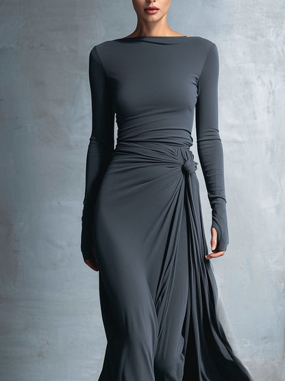 Naiara - Vestido maxi con nudo lateral