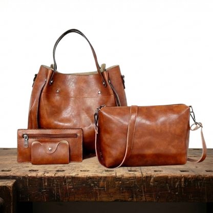 Riley - Conjunto de 4 bolsos vintage de cuero suave